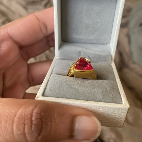 S925 Trillion Cut Ruby Ring - Picture 12 of 12